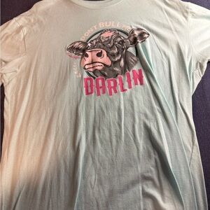 Darlin Mint Graphic Tee with Cow Design